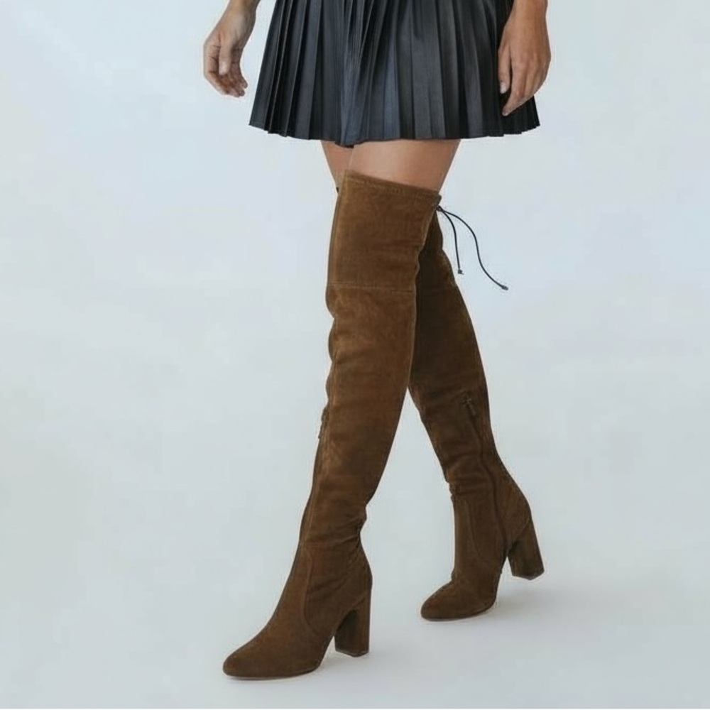 Cognac Suede Over-the-Knee Block Heel Boots – Chic Fall Style